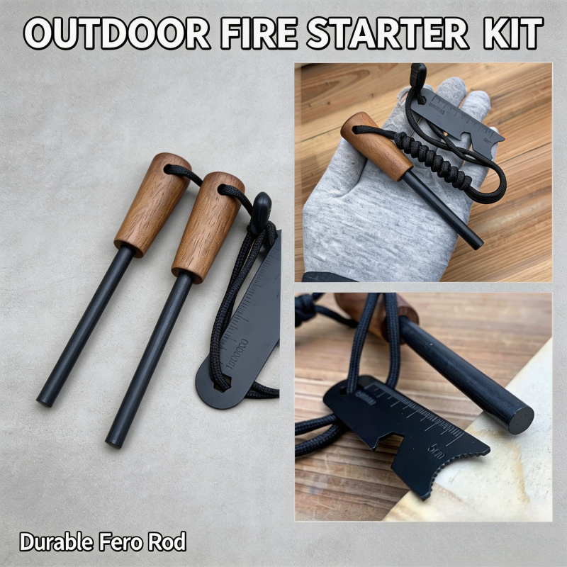 Fire Starter Flint - 2-in-1 Bushcraft Magnesium Fire Starter Kit,