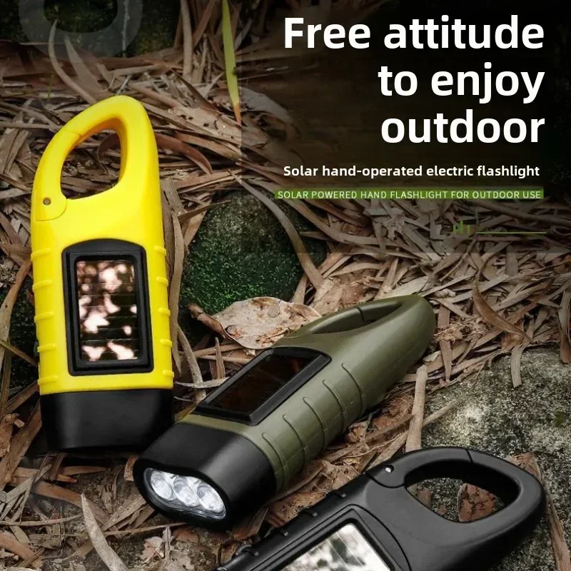 Outdoor Camping Essential Gear - Portable Lightweight Solar Hand Crank Flashlight