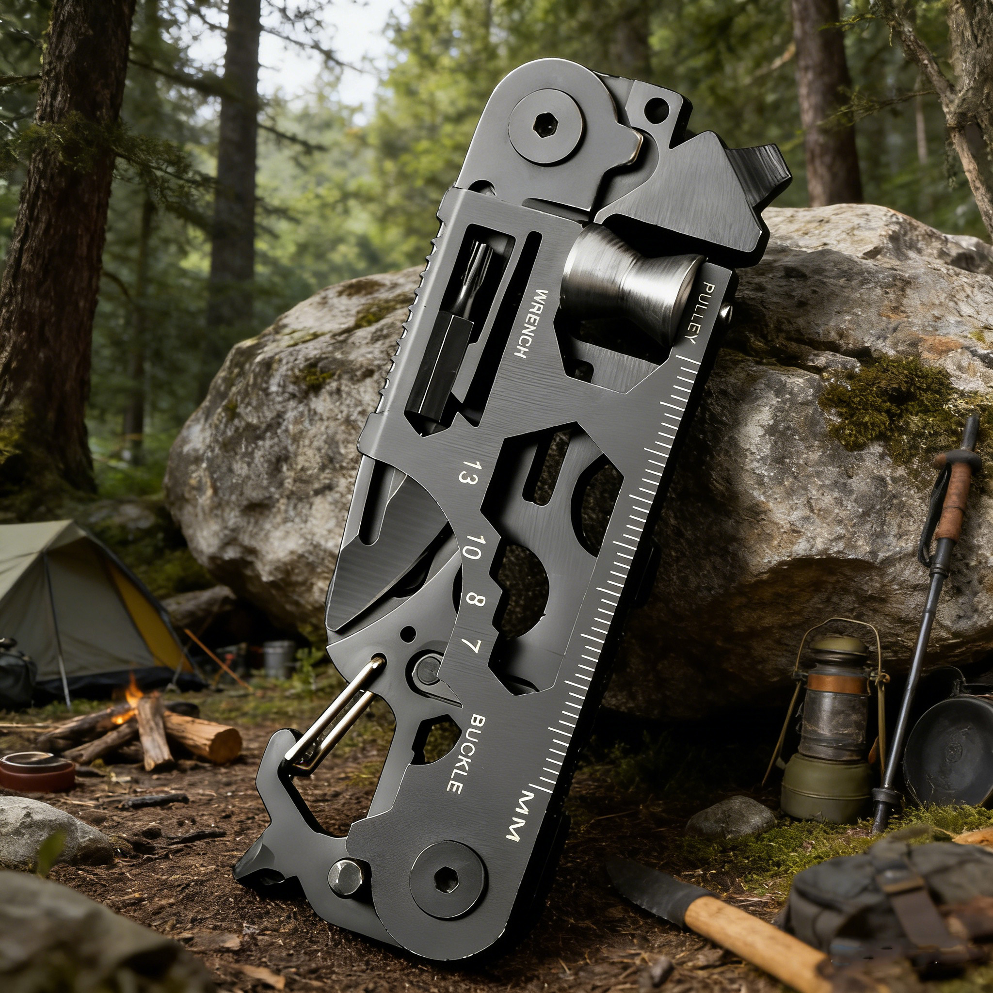 Outdoor Camping Essential Gear - Multifunctional Outdoor Tool Combination Card Folding