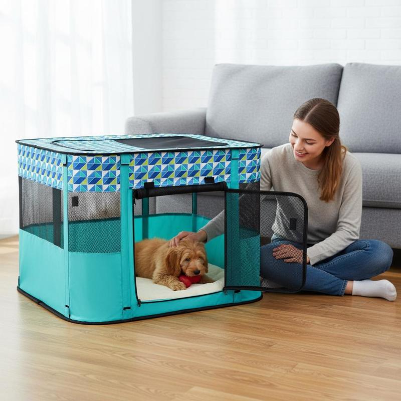 Outdoor Camping Dog Kennel - Portable Animal Enclosure 32'' x 24''