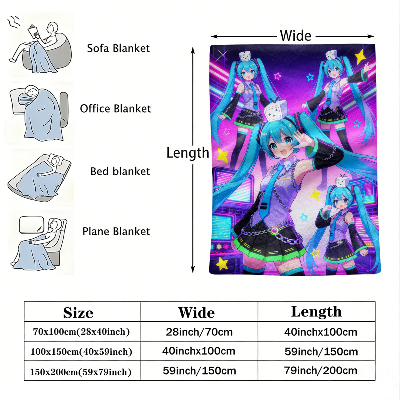 Hatsune Miku Flannel Blanket,  – Outdoor Camping Anime Bewertung und Preis