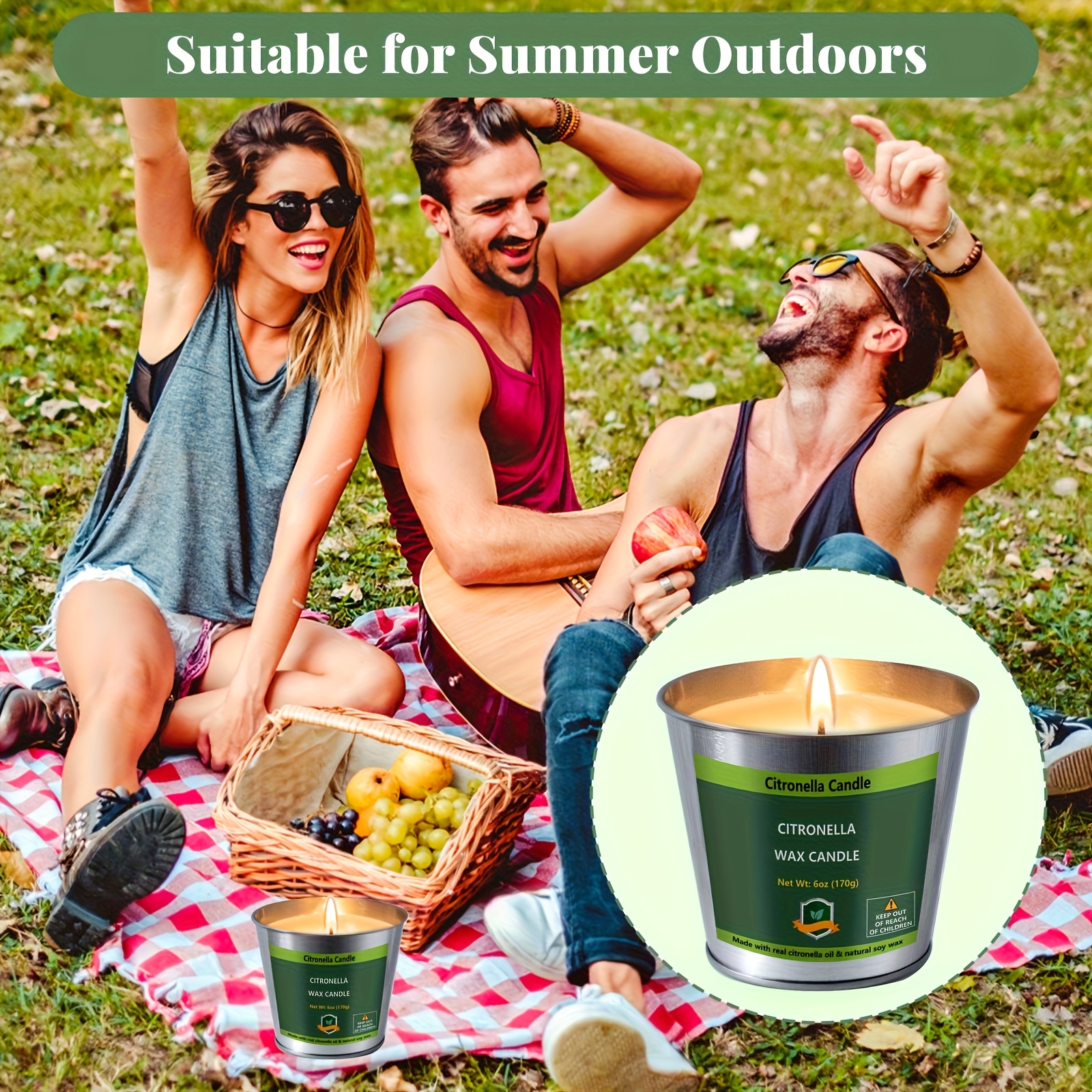 4pcs Citronella Candles Outdoo – Outdoor Camping Decke Bewertung und Preis