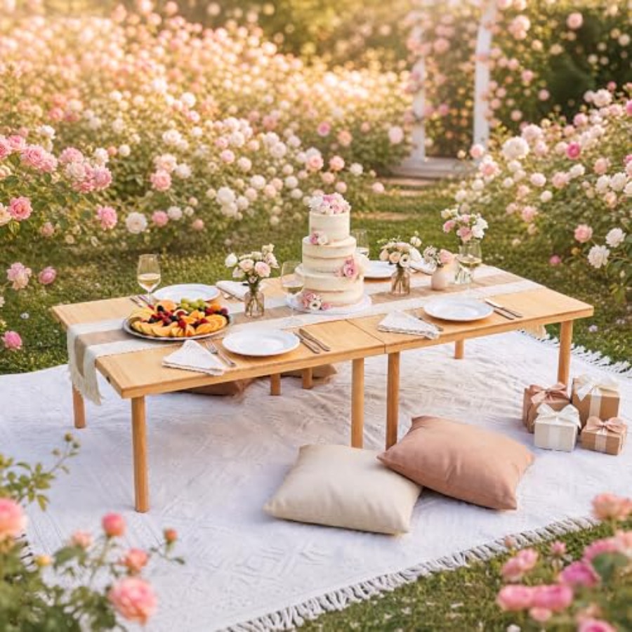 Wooden Folding Picnic Table -  – Outdoor Camping Table Foldable Bewertung und Preis