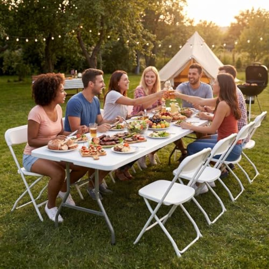 8 FT Folding Picnic Table 2 Pa – Outdoor Camping Table Foldable Bewertung und Preis