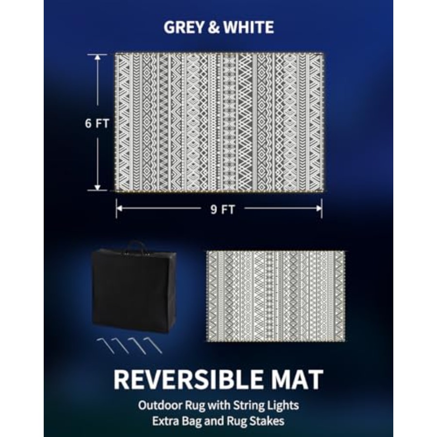 Outdoor 6x9 ft reversible wate – Outdoor Camping Rug With Led Lights Bewertung und Preis