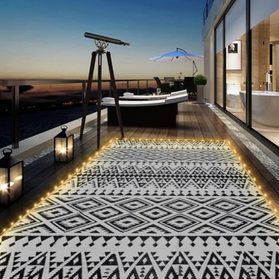 Outdoor patio rug, waterproof  – Outdoor Camping Rug With Led Lights Bewertung und Preis