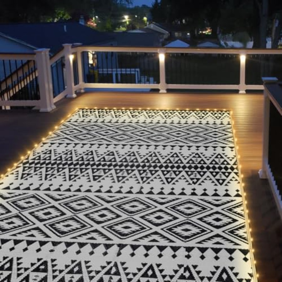 Outdoor patio rug, waterproof  – Outdoor Camping Rug With Led Lights Bewertung und Preis