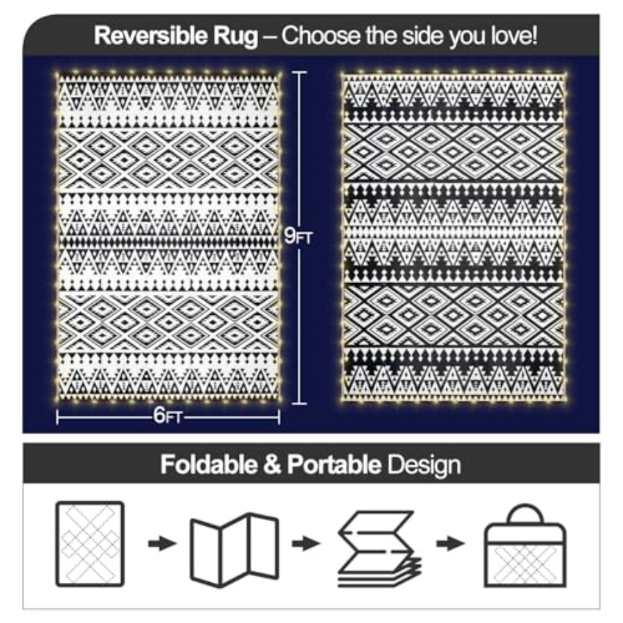 Outdoor patio rug, waterproof  – Outdoor Camping Rug With Led Lights Bewertung und Preis