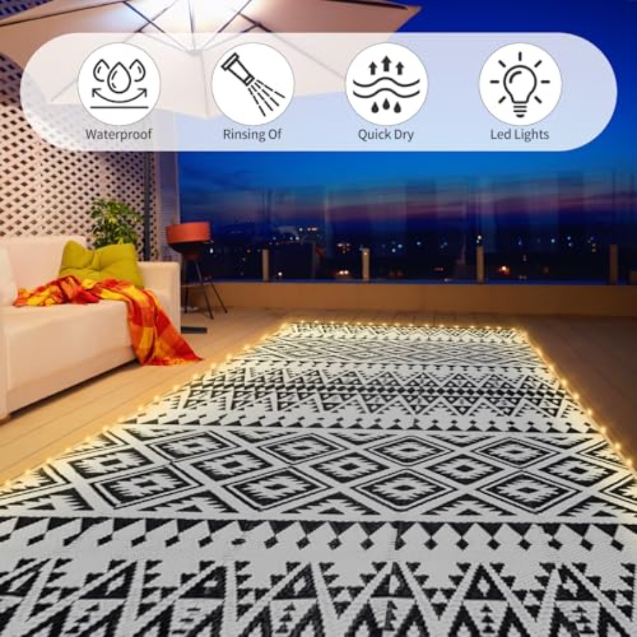 Outdoor patio rug, waterproof  – Outdoor Camping Rug With Led Lights Bewertung und Preis