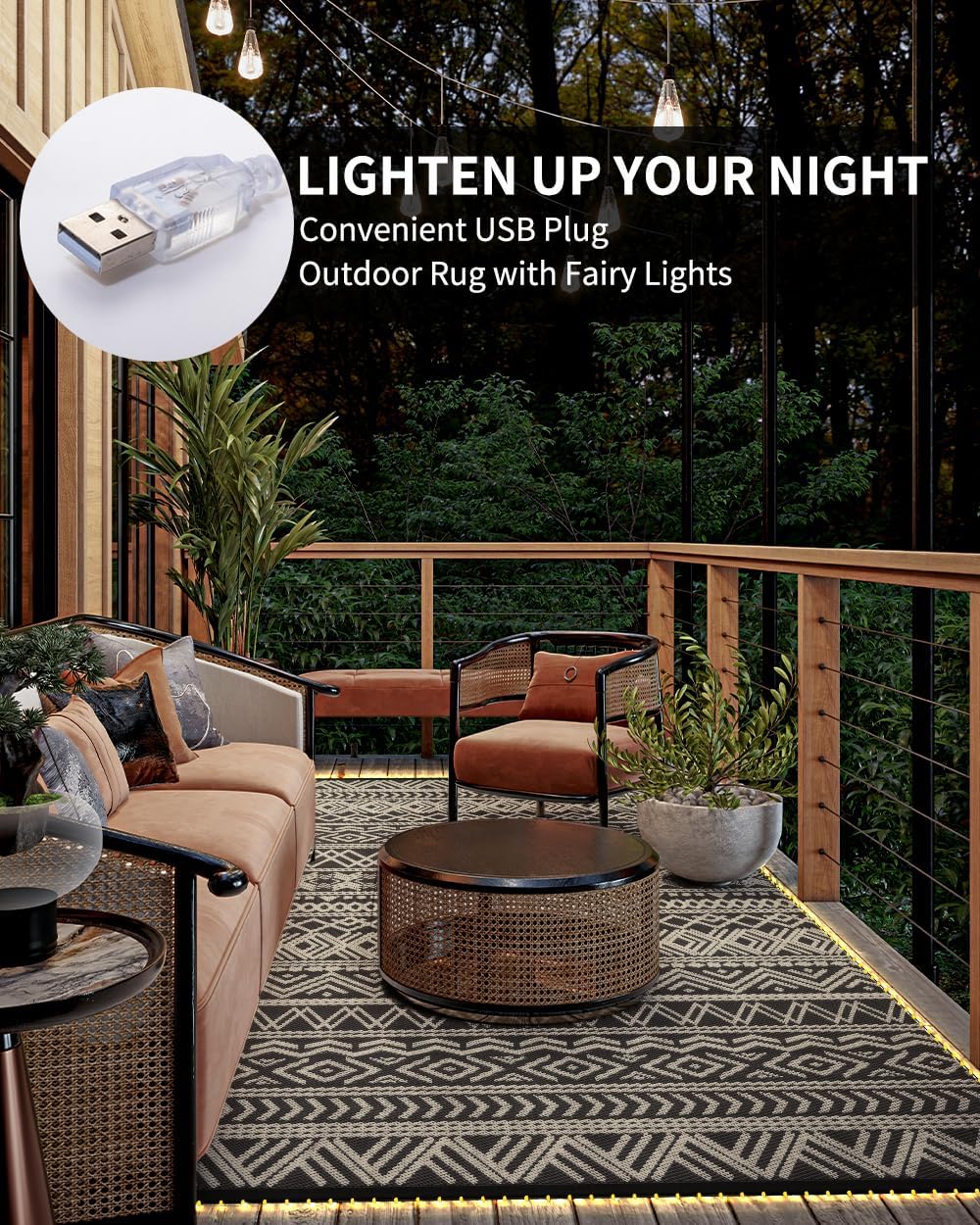 -Outdoor Rug Carpet 6x9 ft for – Outdoor Camping Rug With Led Lights Bewertung und Preis