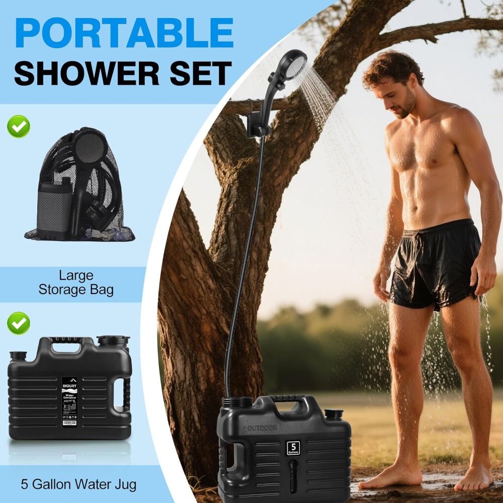 Portable Camping Shower with 5 – Outdoor Camping Water Jug Bewertung und Preis
