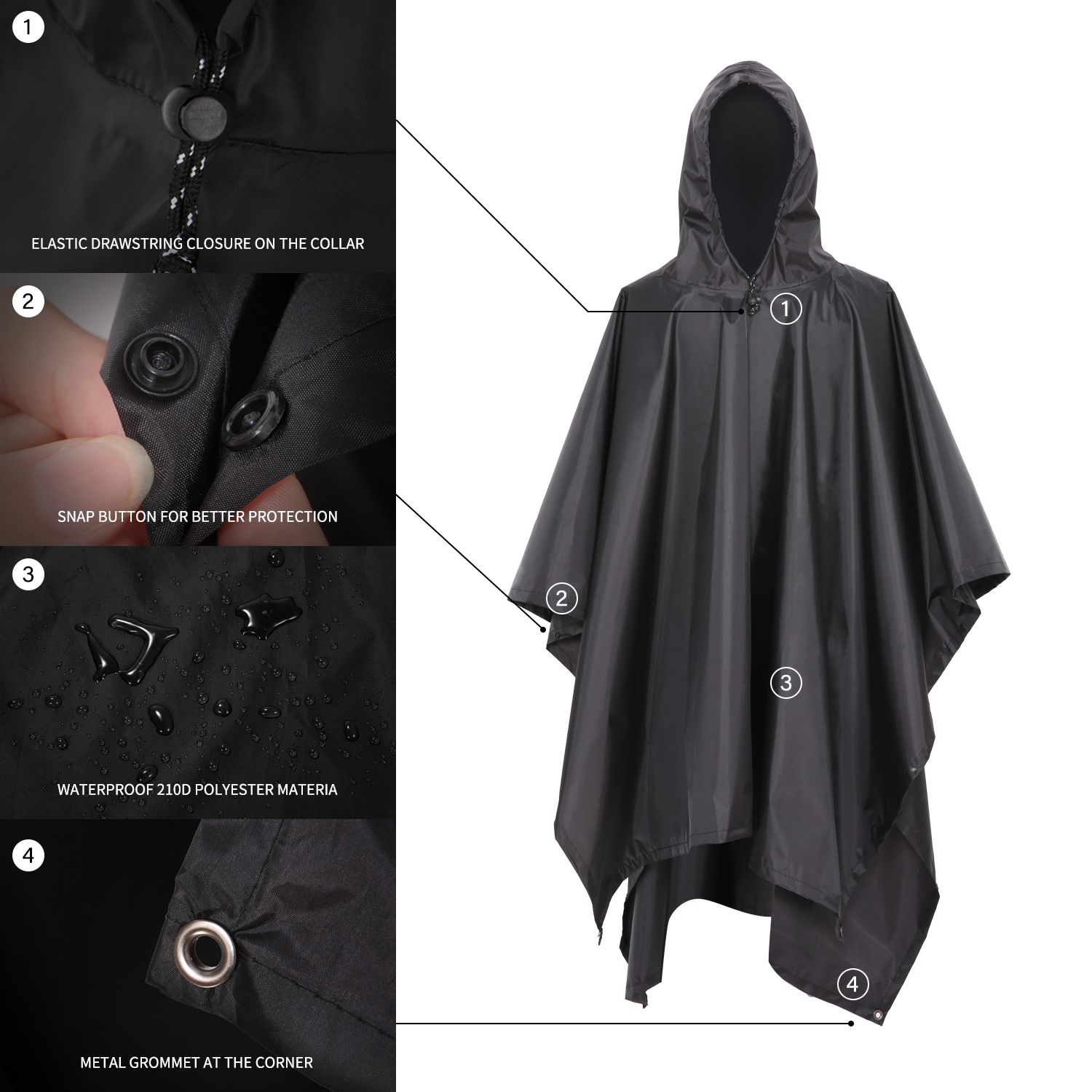 3-in-1 Waterproof Rain Poncho  – Outdoor Camping Mat Waterproof Bewertung und Preis